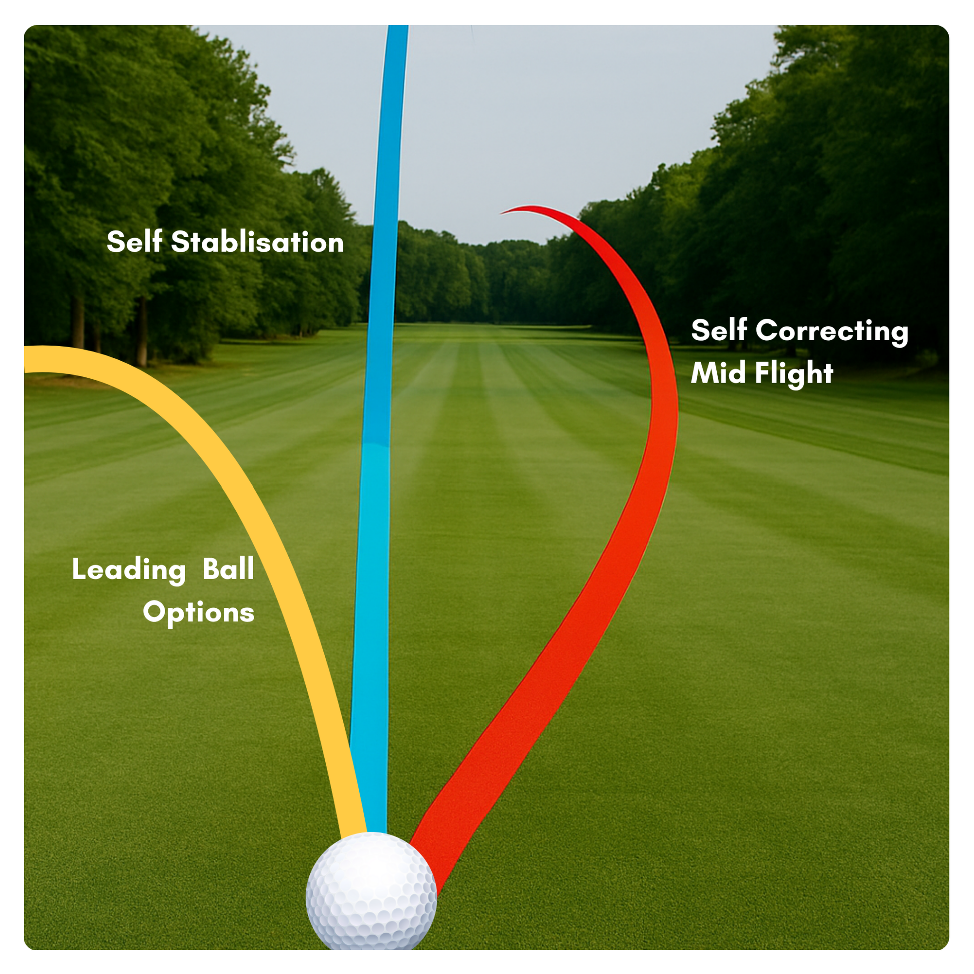 Ultra Straight Self Correcting Golf Ball (75% Straighter Flight)
