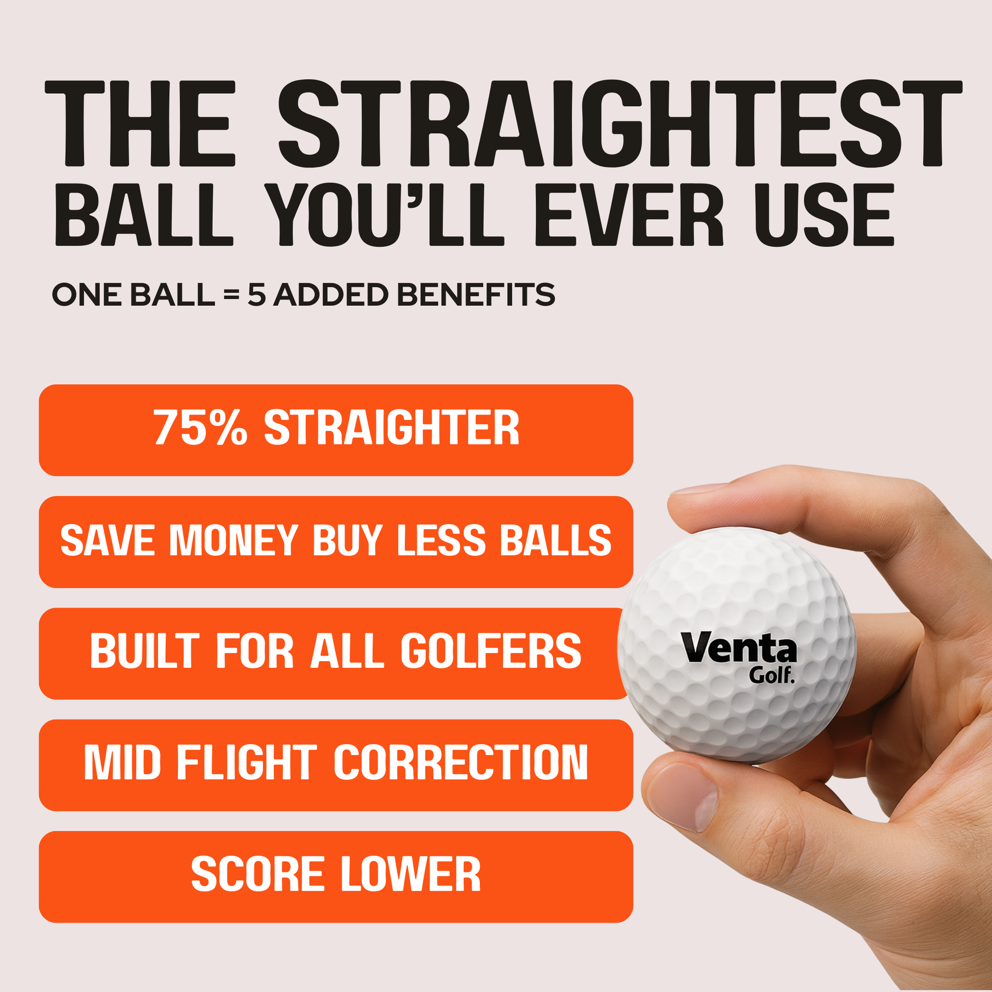 Ultra Straight Self Correcting Golf Ball (75% Straighter Flight)