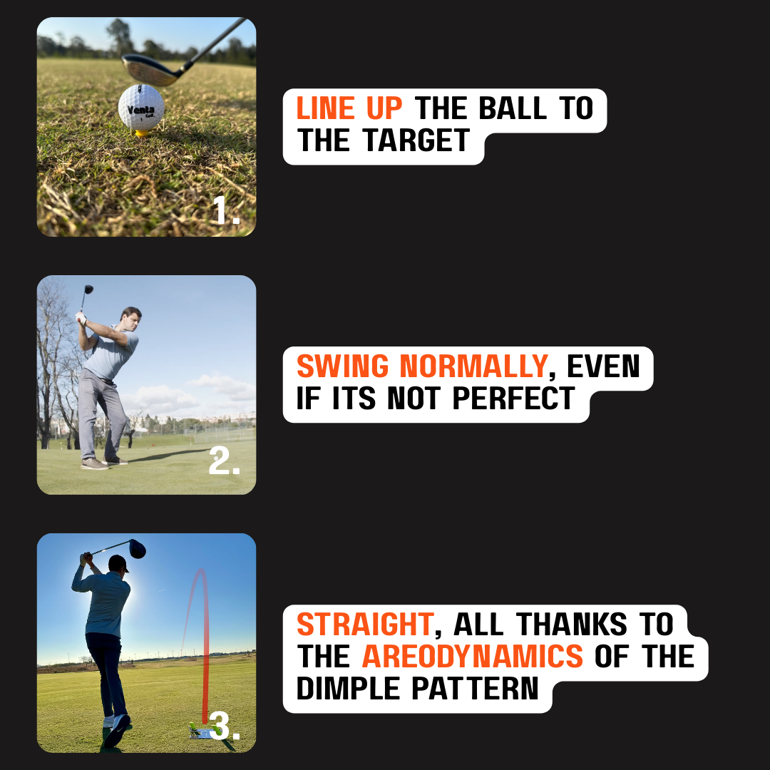 Ultra Straight Self Correcting Golf Ball (75% Straighter Flight)